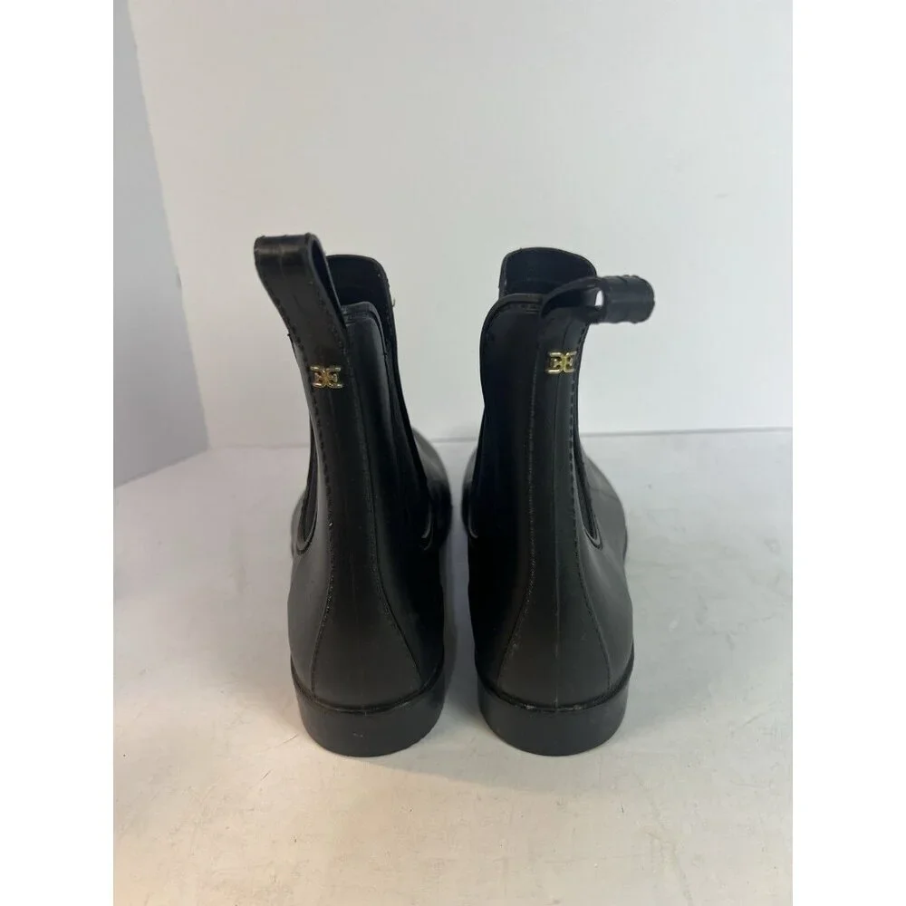 Sam Edelman Tinsley Black Matte Gold Logo Pointed Toe English Rain Boots Size 11 - Picture 4 of 6